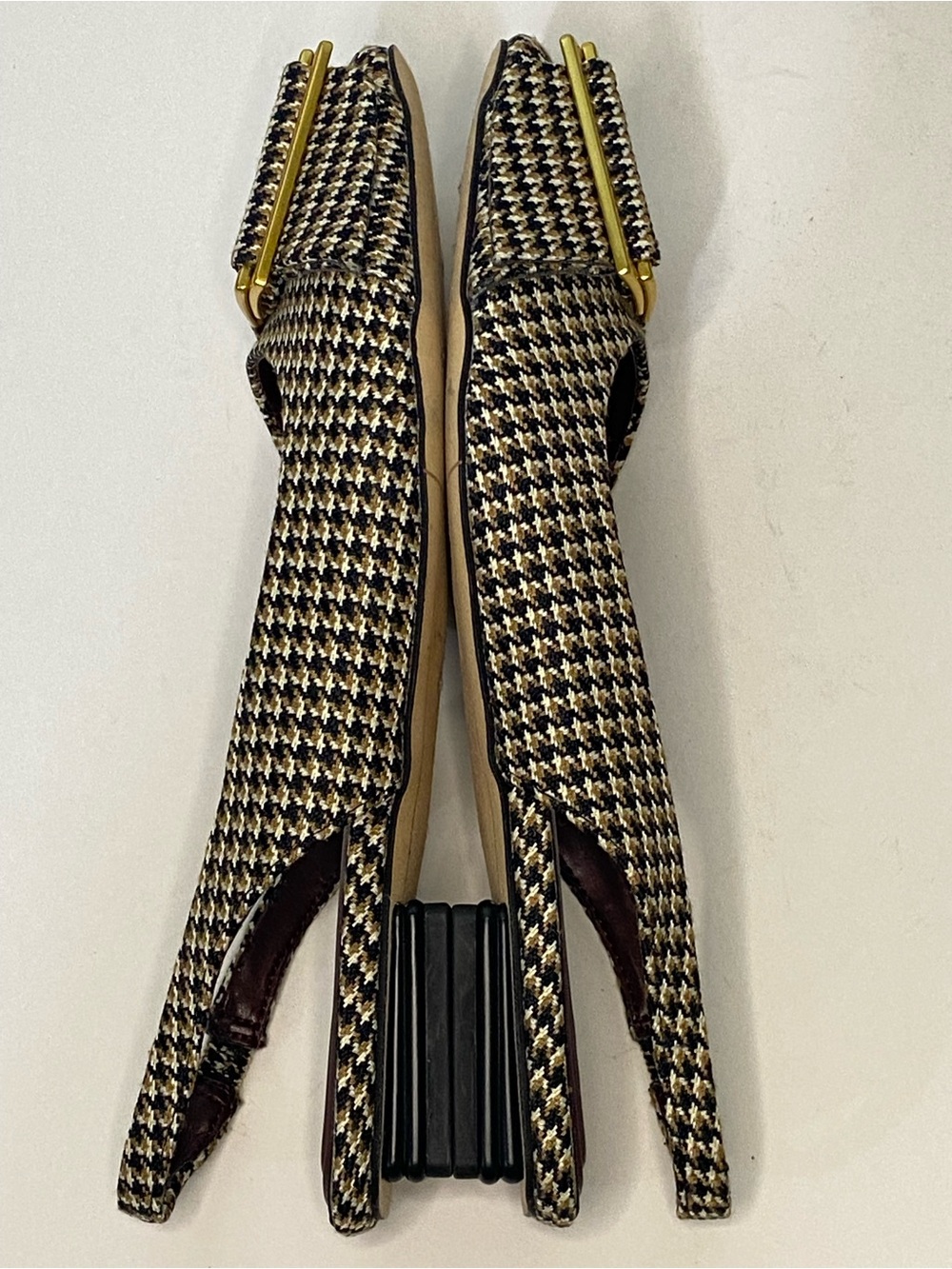 SARTO by Franco Sarto Houndstooth Tweed Slingback Flats Gold Buckle Size 8 - Picture 8 of 16